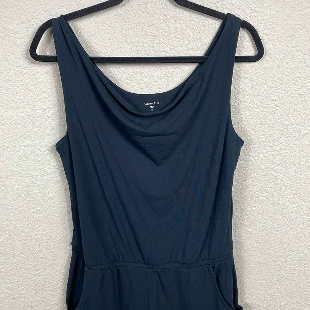 Garnet Hill Jumpsuit Easy Beach Black Lightweight Sleeveless Cowl Neck Sz 4 - Picture 3 of 11
